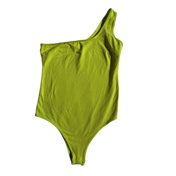 One Shoulder Lime Green Going Out Party Body Suit Large - Picture 1 of 4